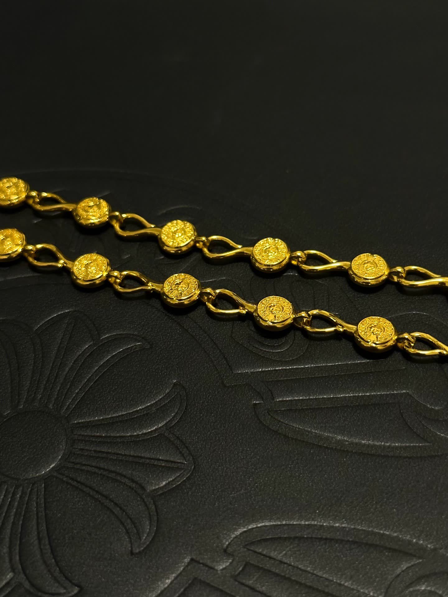 Chrome Hearts Gold-Plated Star of David Necklace with Key Charm